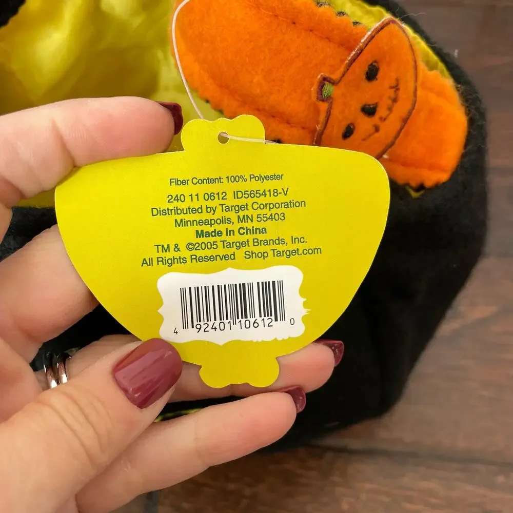 Vintage Target Halloween Black Cat Trick Treat Bucket Soft Cloth Felt Pail TAGS